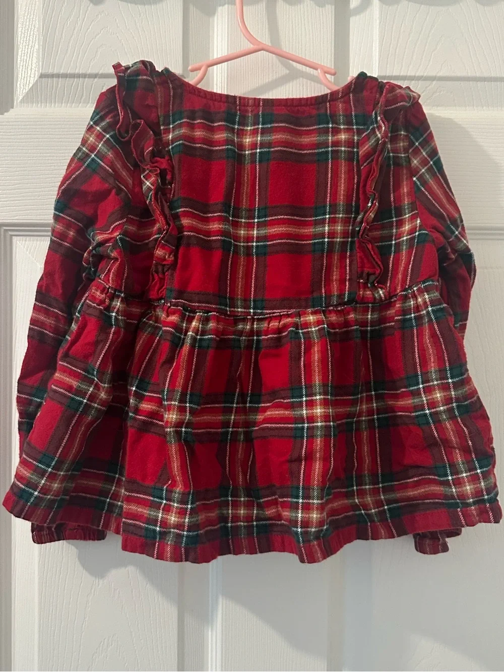 Carter's Red and Green Plaid Button-Front Peplum Top